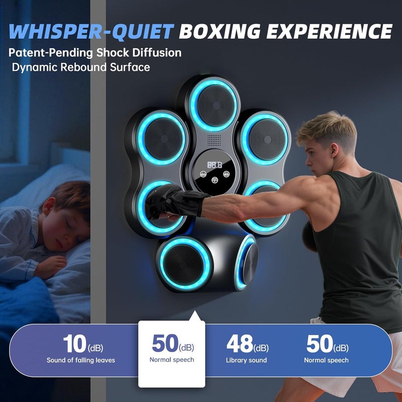 AzureHaven Music Boxing Machine for Adults Kids Interactive Punching Trainer with Boxing Gloves, Large Size Wall Mounted Electronic Boxing Target - Image 4